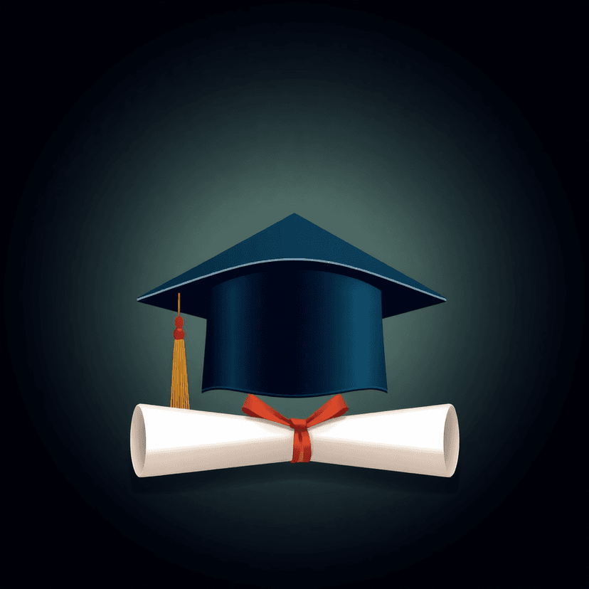 graduation cap and diploma abstract professional setup