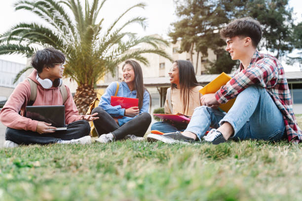 Students studying outdoors