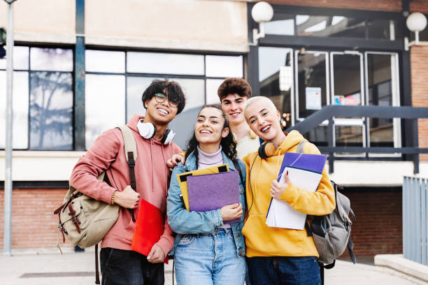 Students in front of university